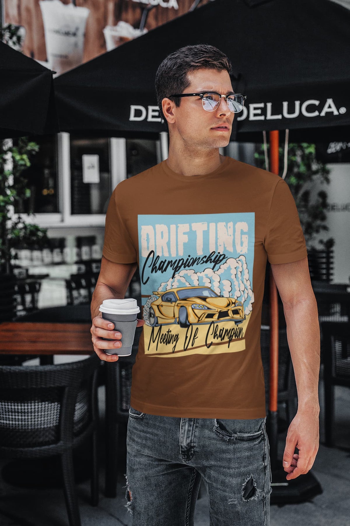 Men's Coffee Brown Round Neck T-shirts