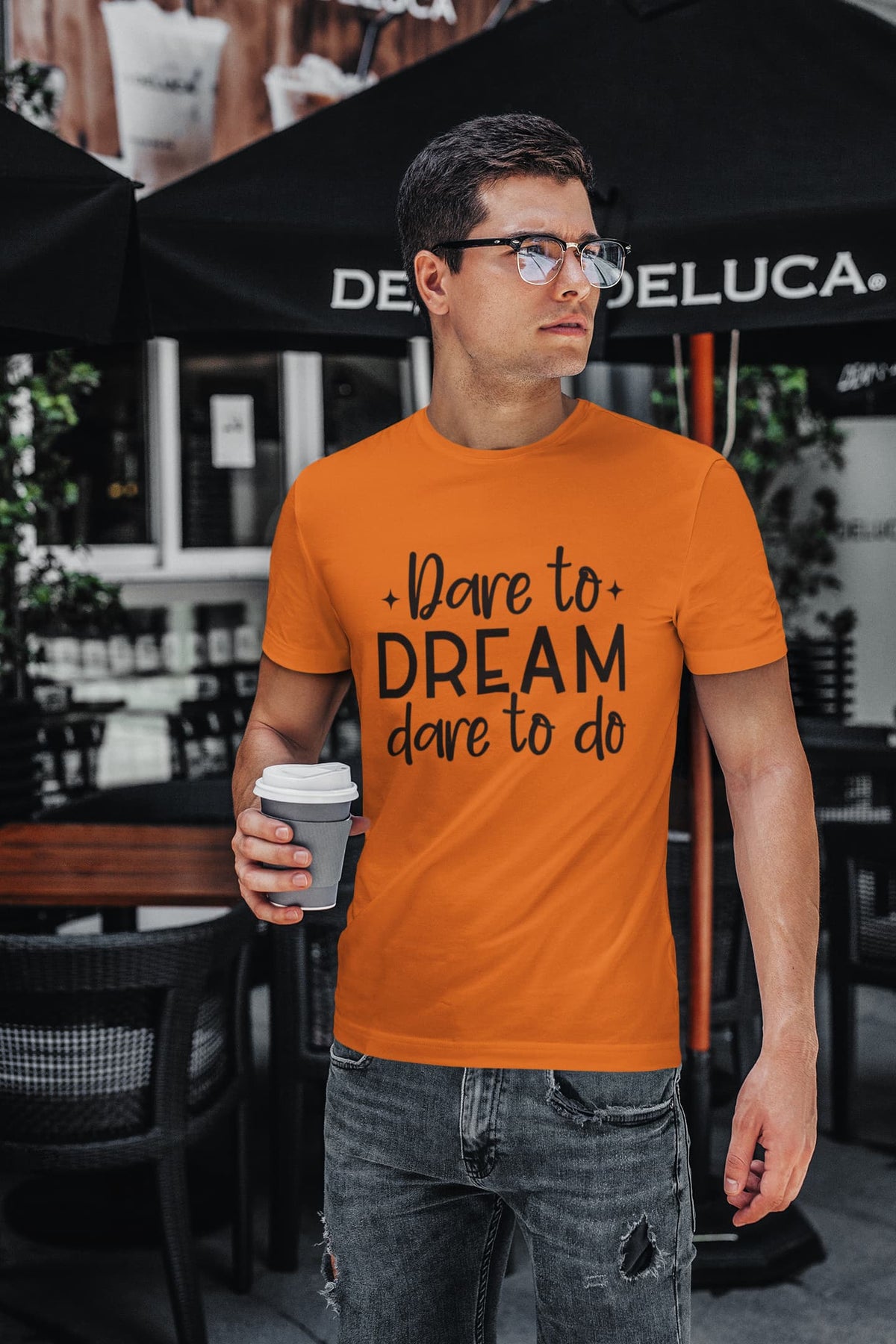 Karavirs® Dared Orange graphic tee for men India