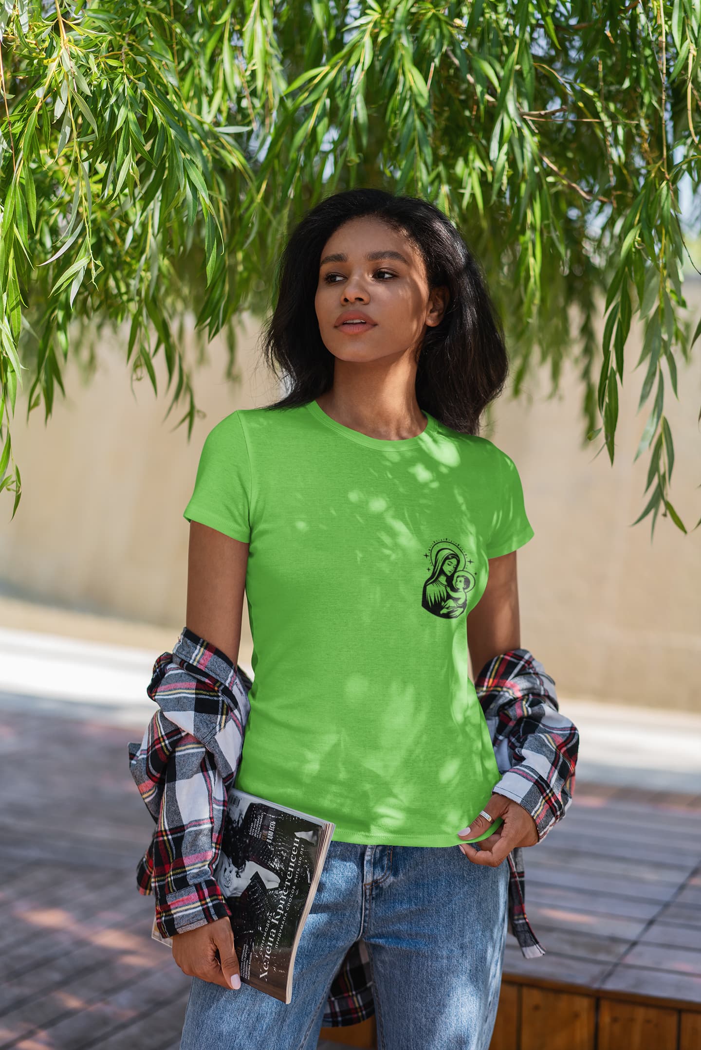 Women's Liril Green Round Neck T-shirts
