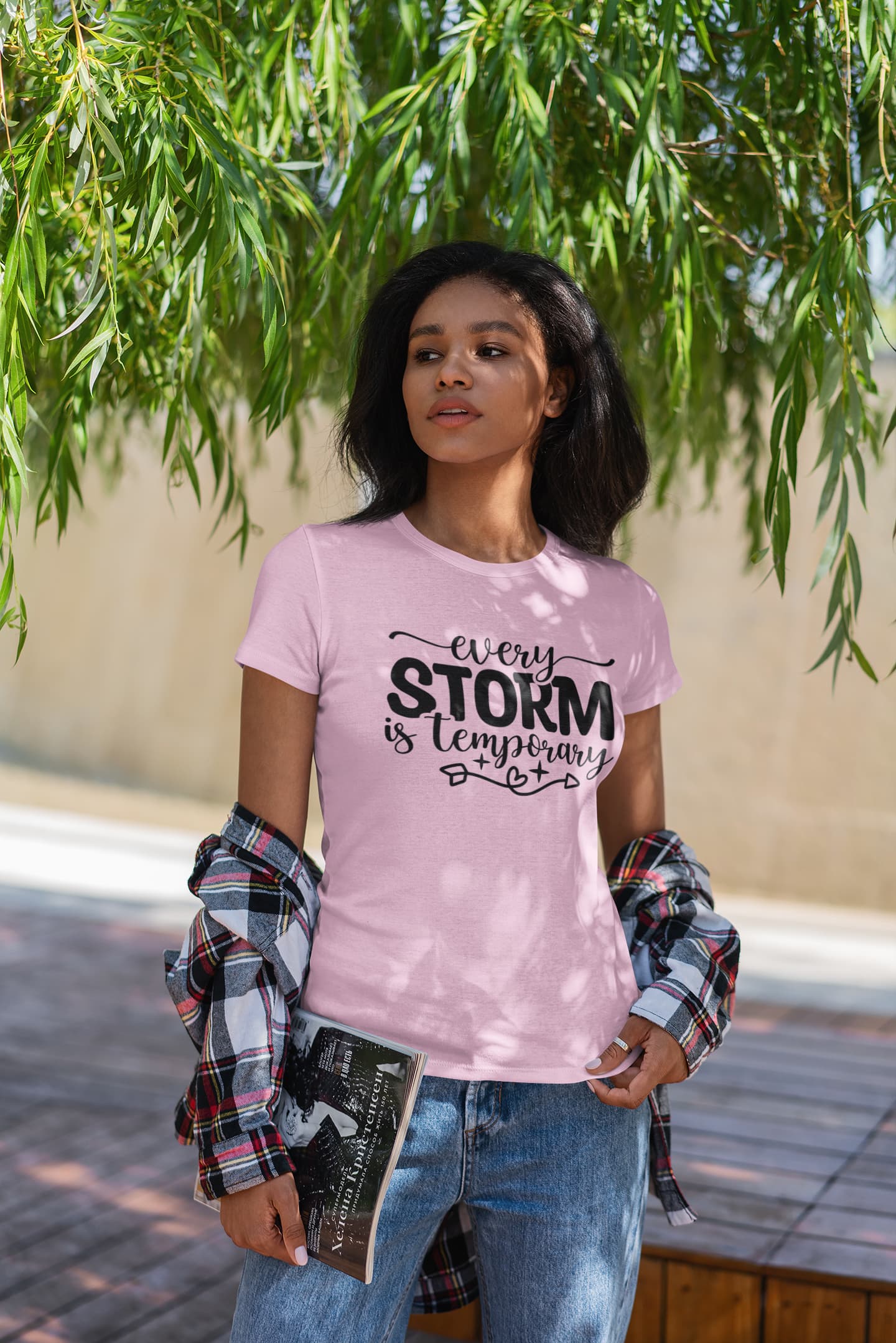 WOMENS LIGHT PINK ROUNDNECK T-SHIRT