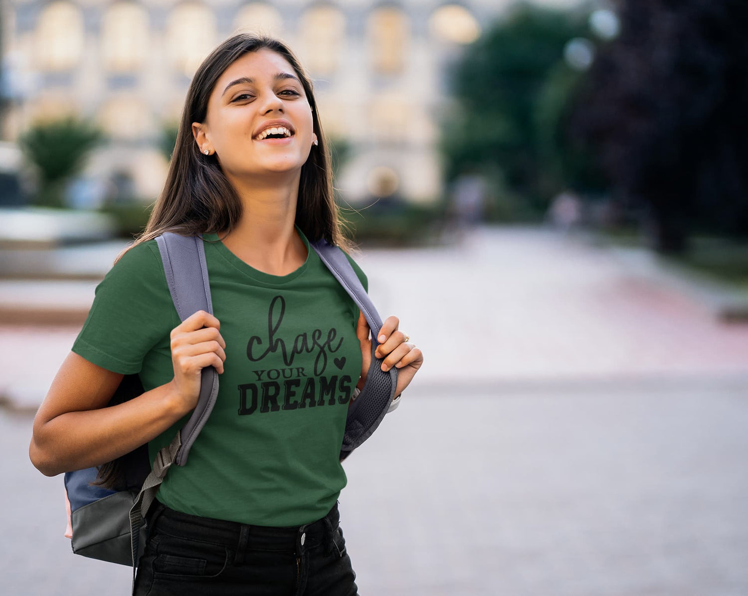 WOMENS OLIVE GREEN ROUNDNECK T-SHIRT