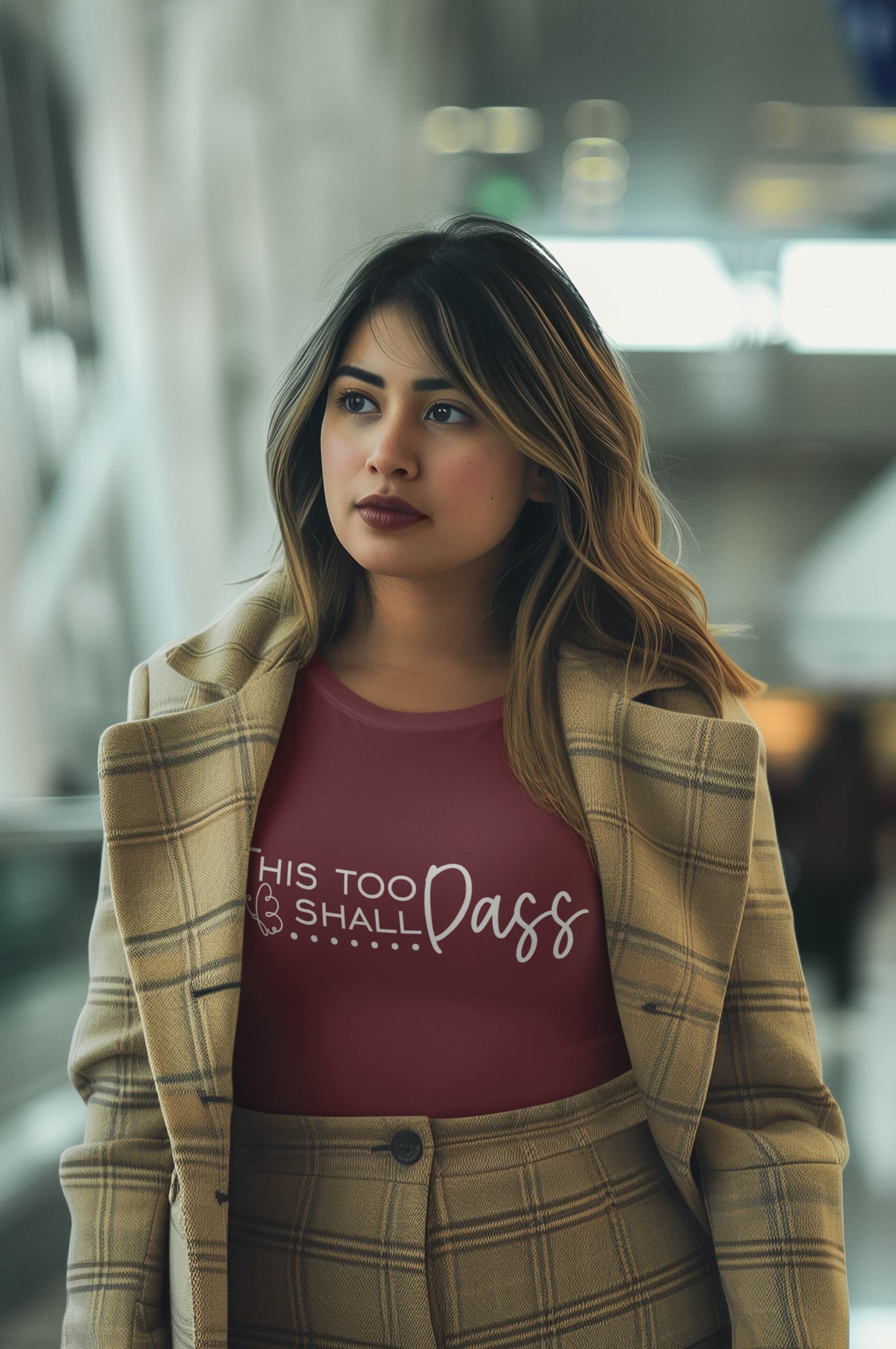 Women's Maroon Round Neck T-shirts
