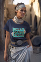 Woman wearing a t-shirt with &