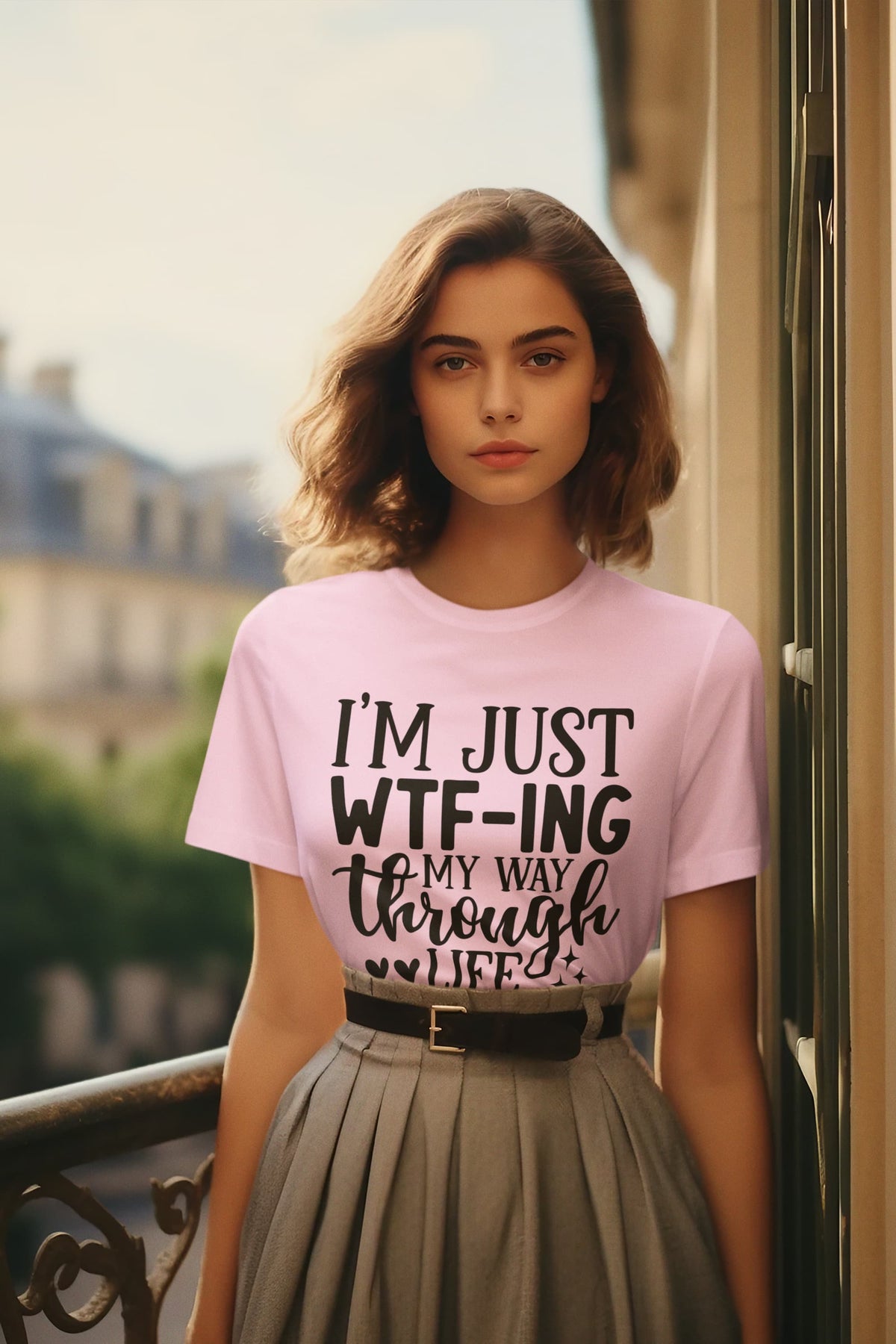 Women's Light Pink Round Neck T-shirts