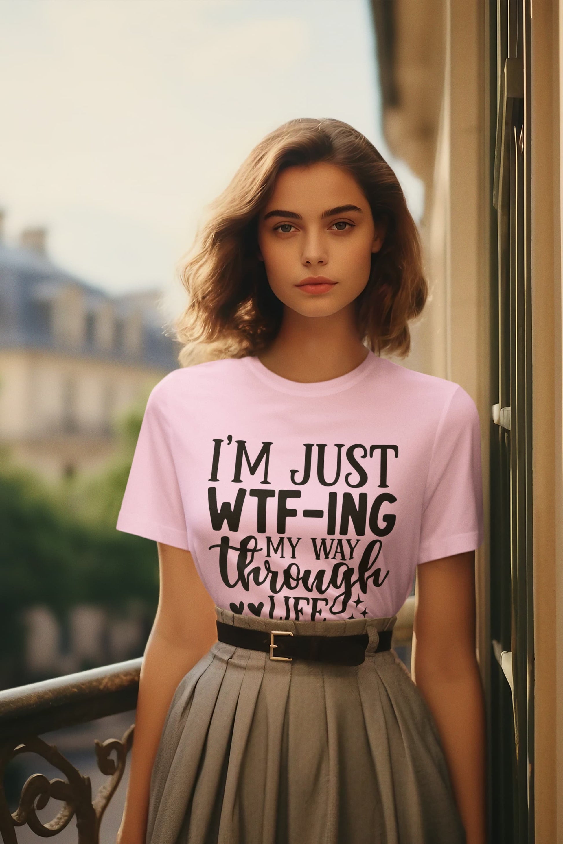 Women's Light Pink Round Neck T-shirts