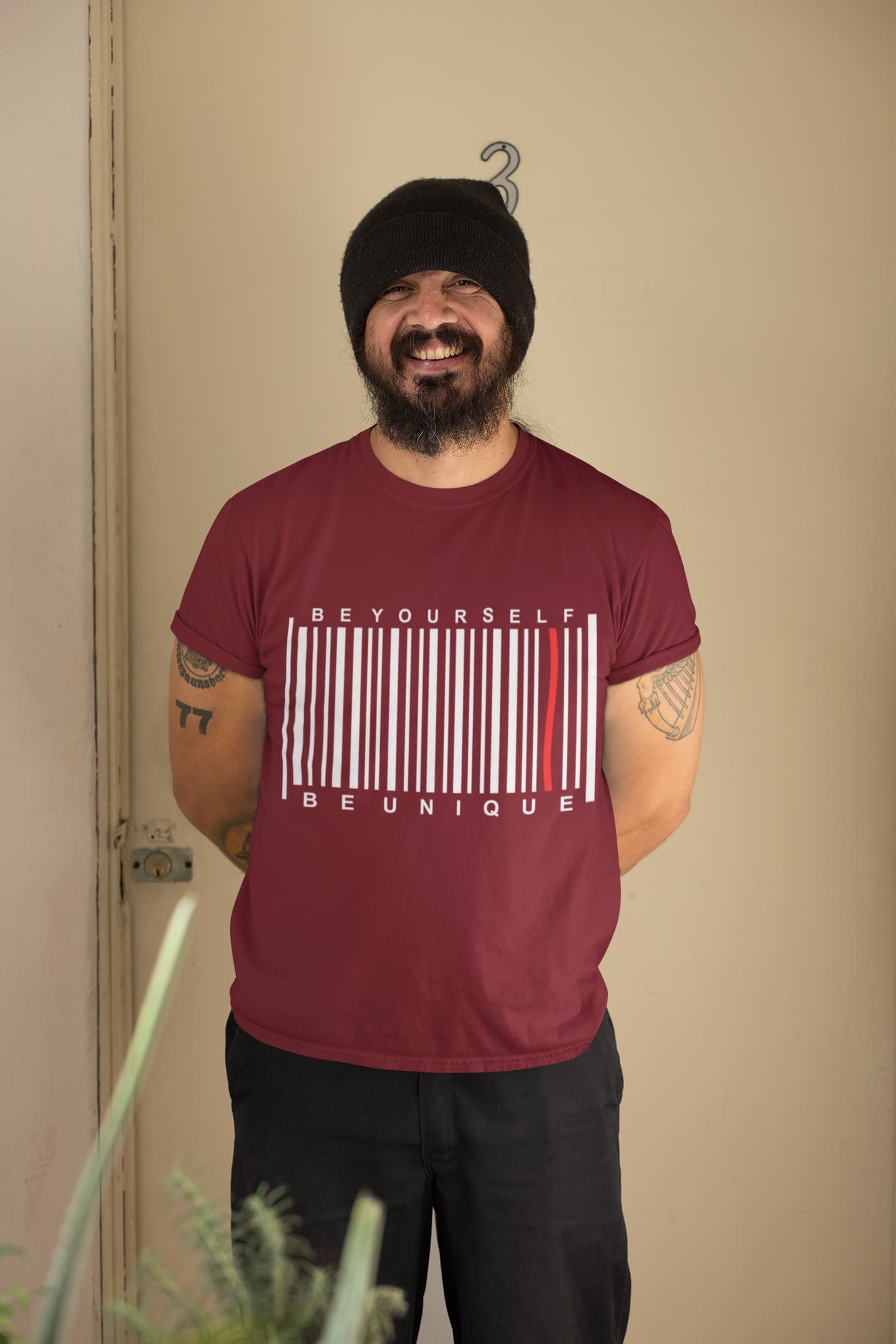 Men's Maroon Round Neck T-shirts