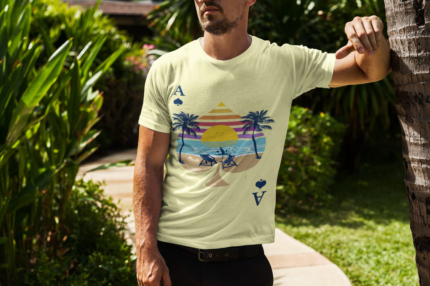 Men's Butter Yellow Round Neck T-shirt