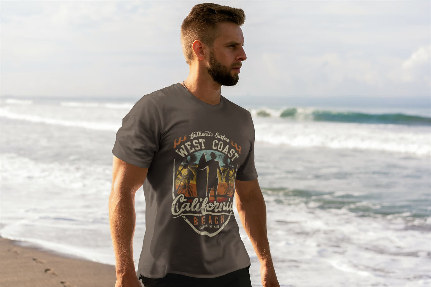 Men's Charcoal Grey Round Neck T-shirts