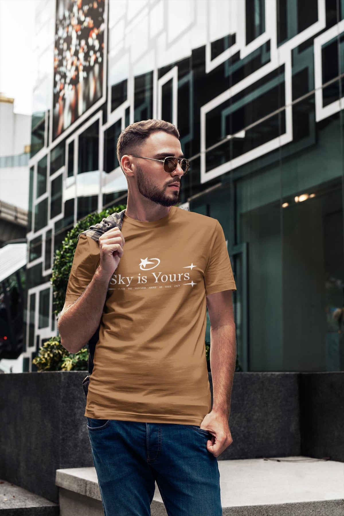 Karavirs® Sky Chocolate Brown graphic tee for men India