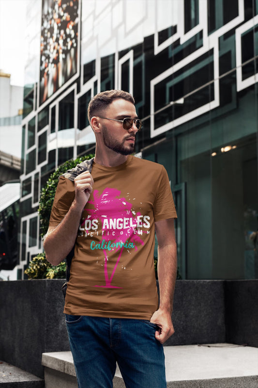 Men's Coffee Brown Round Neck T-shirts