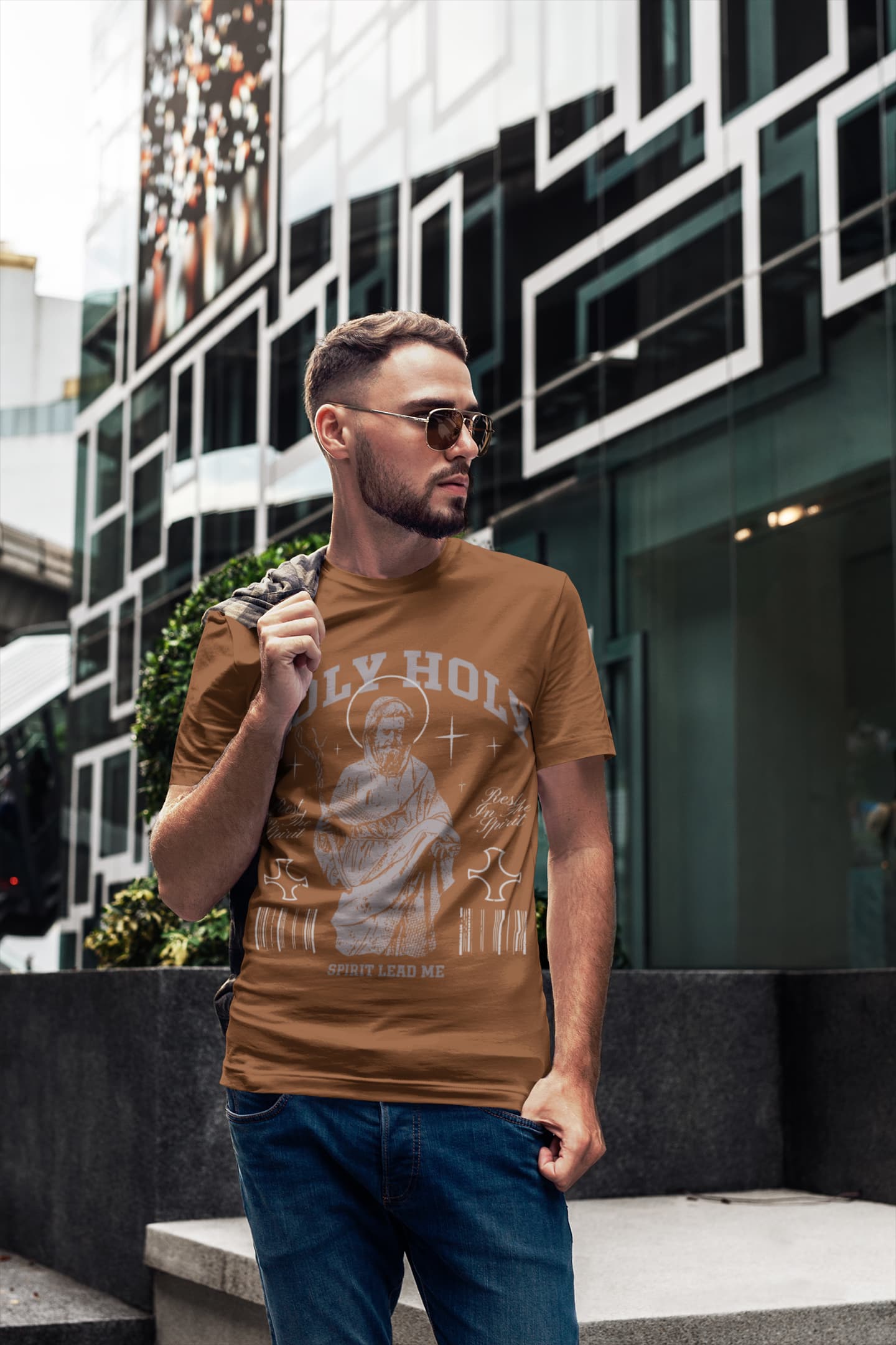Men's Coffee Brown Round Neck T-shirt