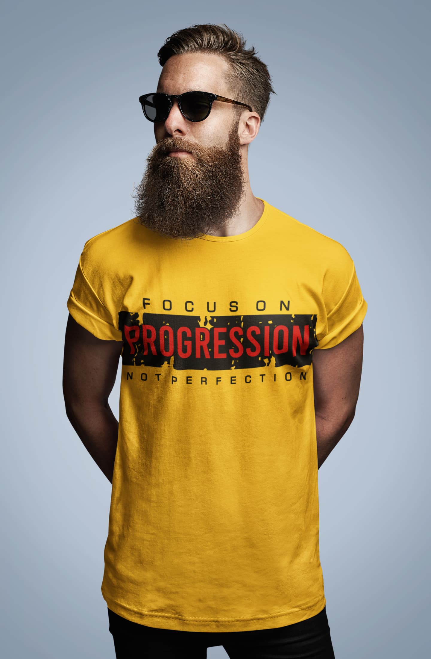 Men’s Golden Yellow Round Neck T-shirts