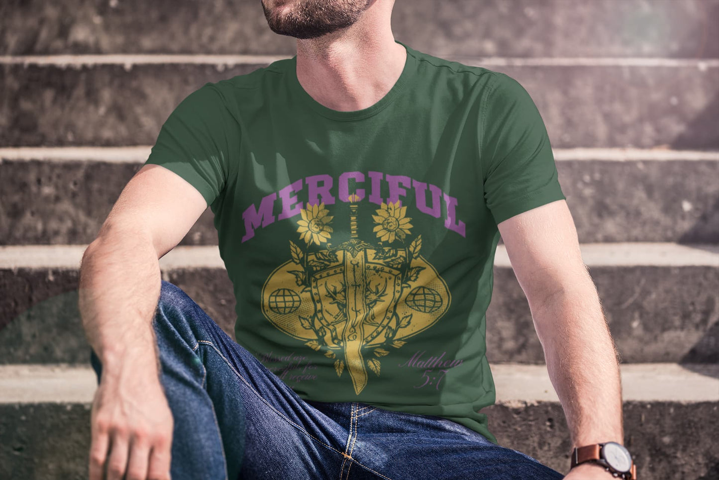 Men's Olive Green Round Neck T-shirts
