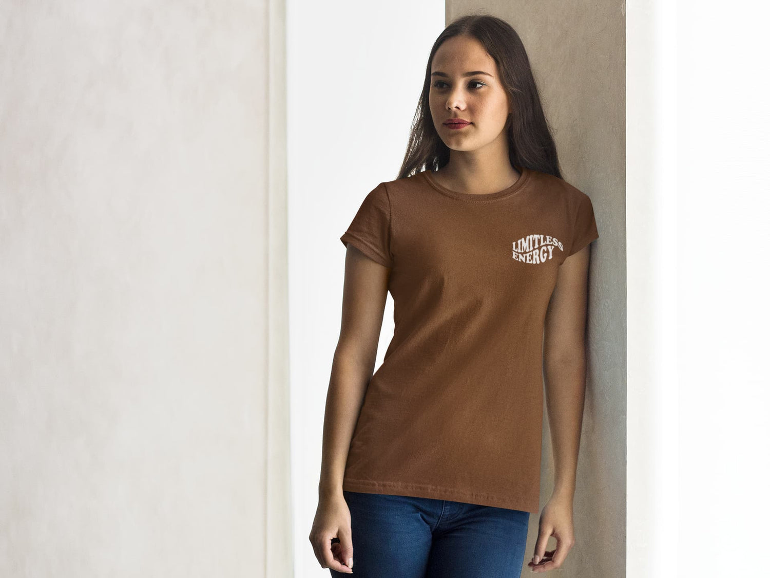 WOMENS COFFEE BROWN ROUNDNECK T-SHIRT