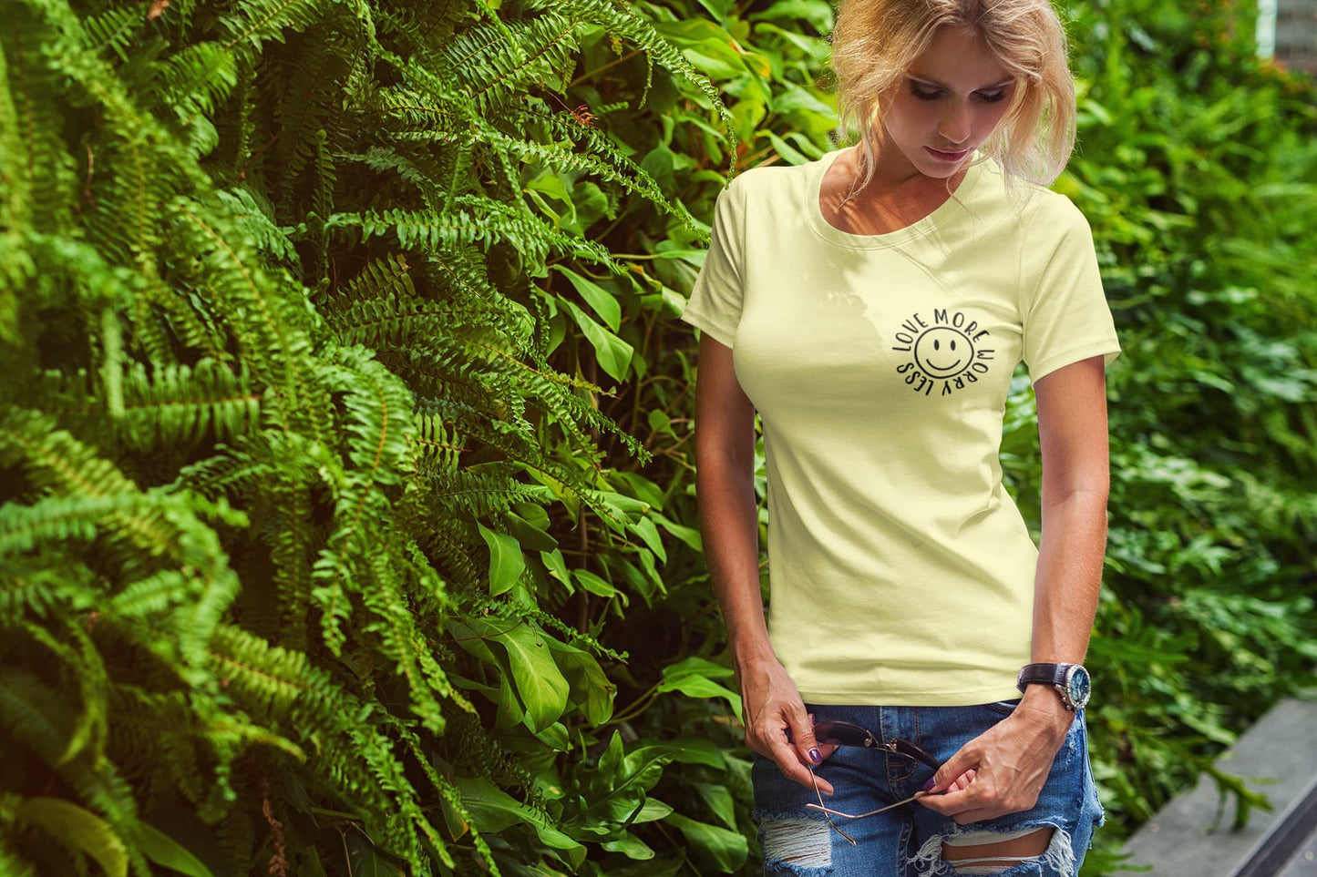 Women's Butter Yellow Round Neck T-shirts