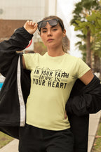 Women's Butter Yellow Round Neck T-shirts
