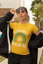 Women's Golden Yellow Round Neck T-shirts