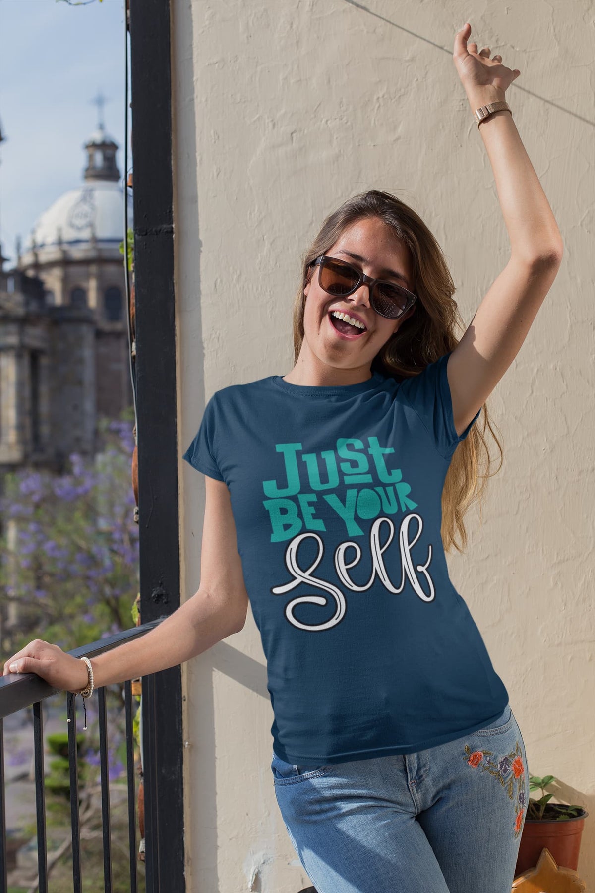 Karavirs® Authentic Navy Blue graphic tee for women India