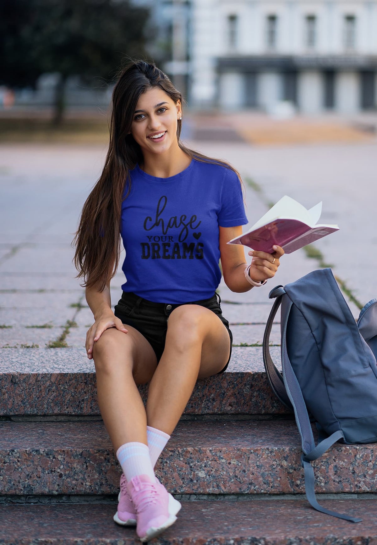 Karavirs® Enduring Royal Blue graphic tee for women India