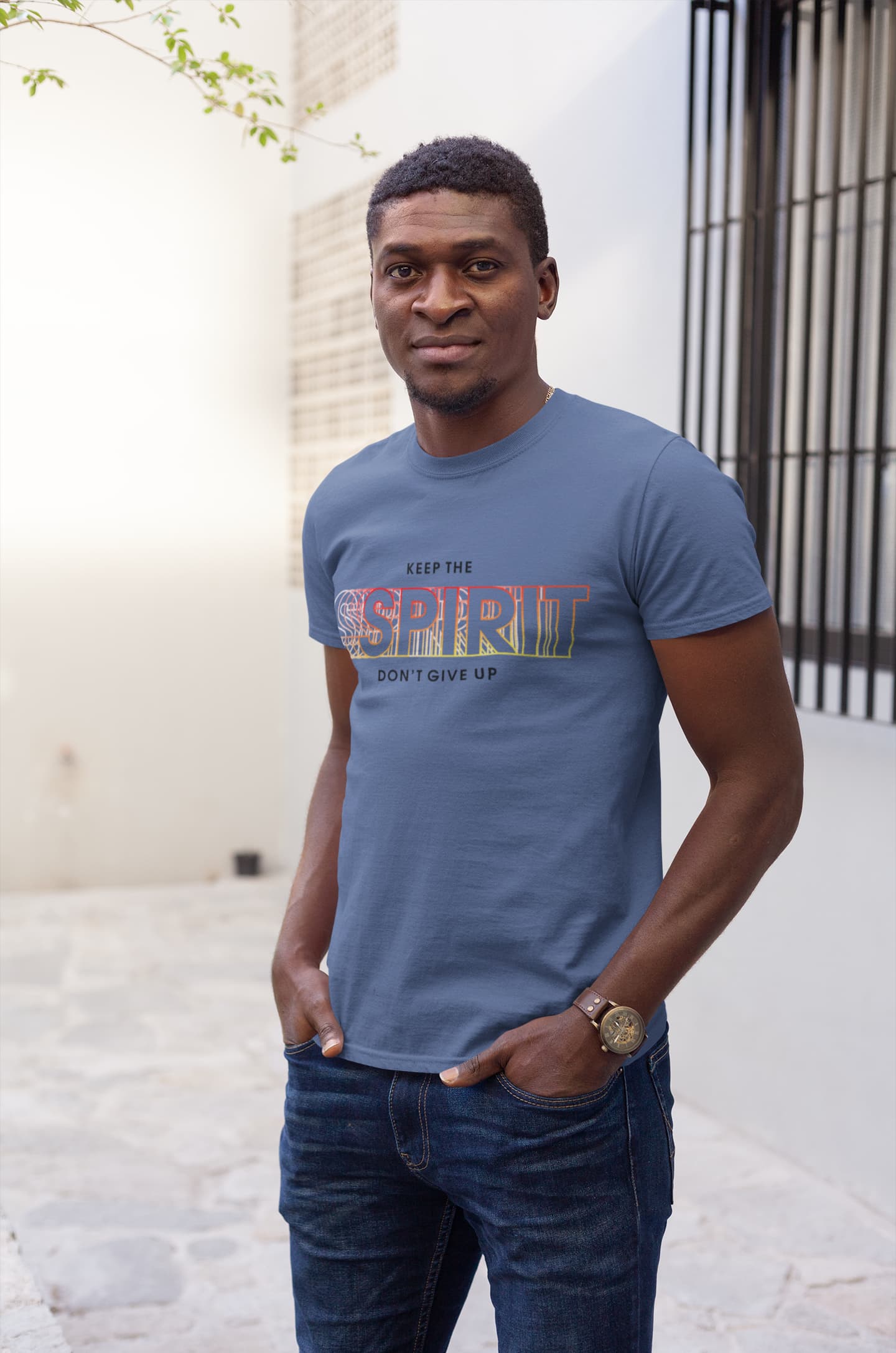 MENS SMOKE BLUE ROUNDNECK T-SHIRT