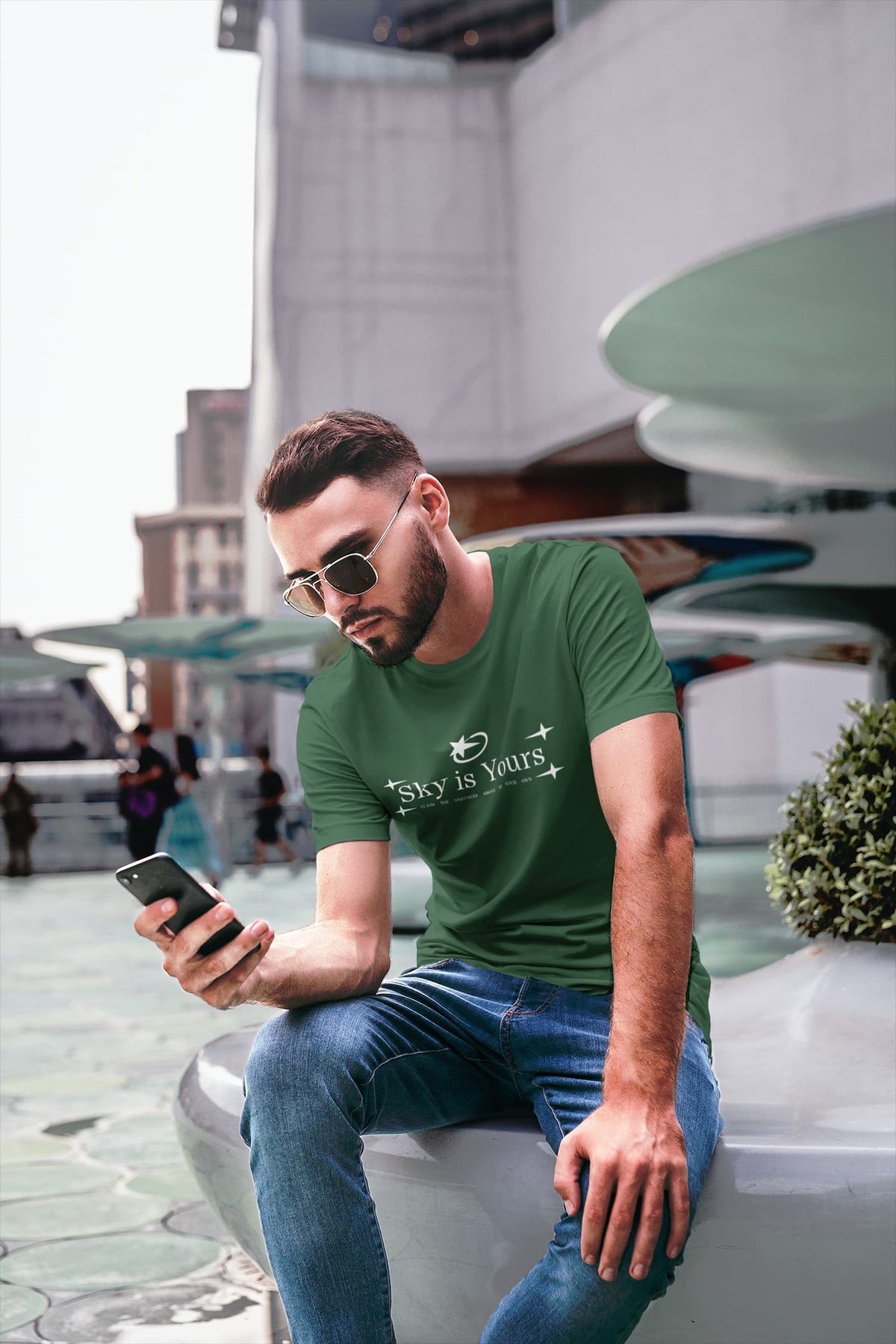 Karavirs® Sky Olive Green graphic tee for men India