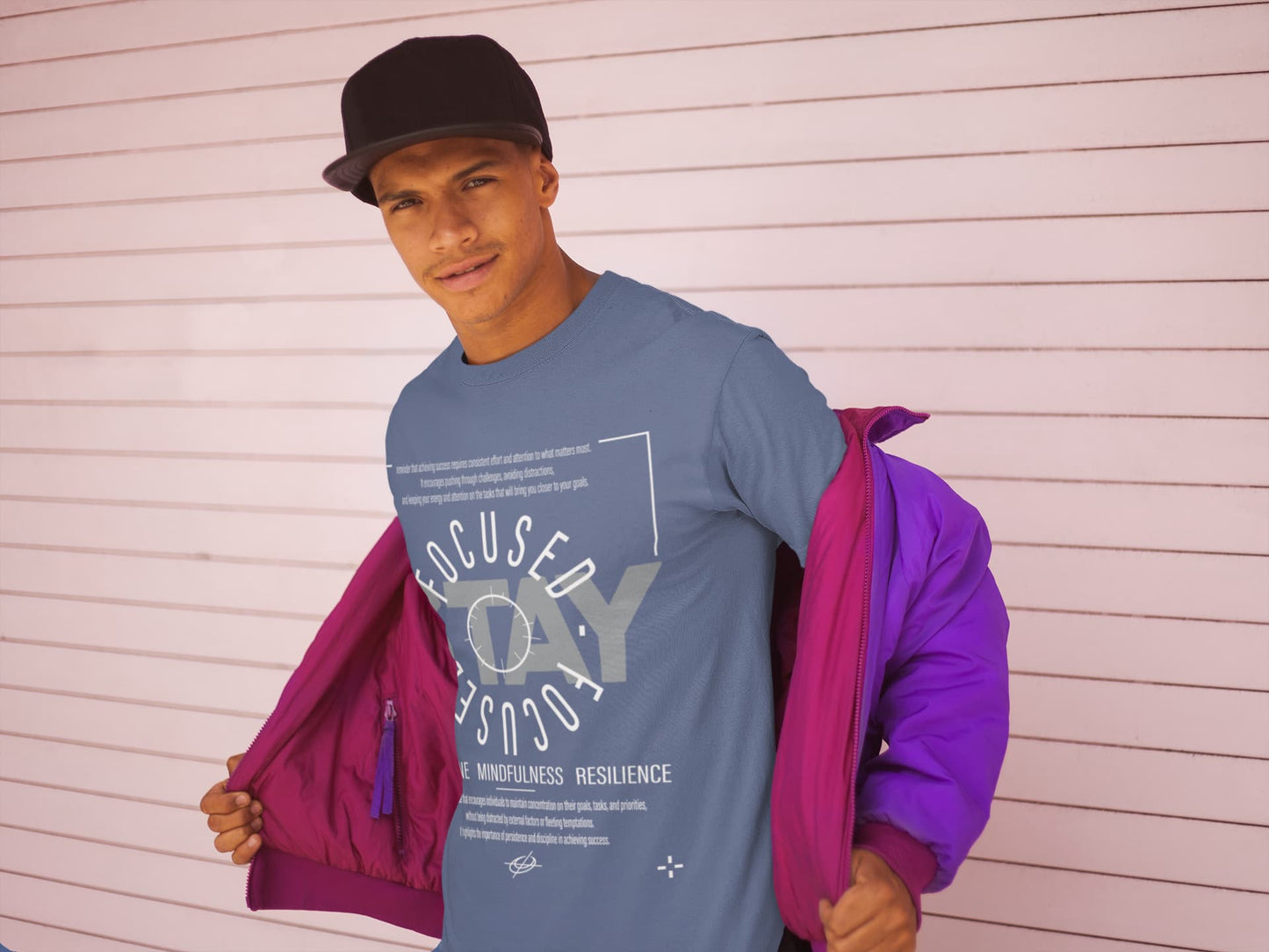 Men's Smoke Blue Round Neck T-shirts