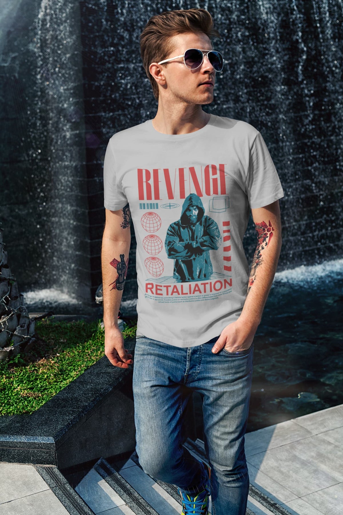 Men's Melange Grey Round Neck T-shirts