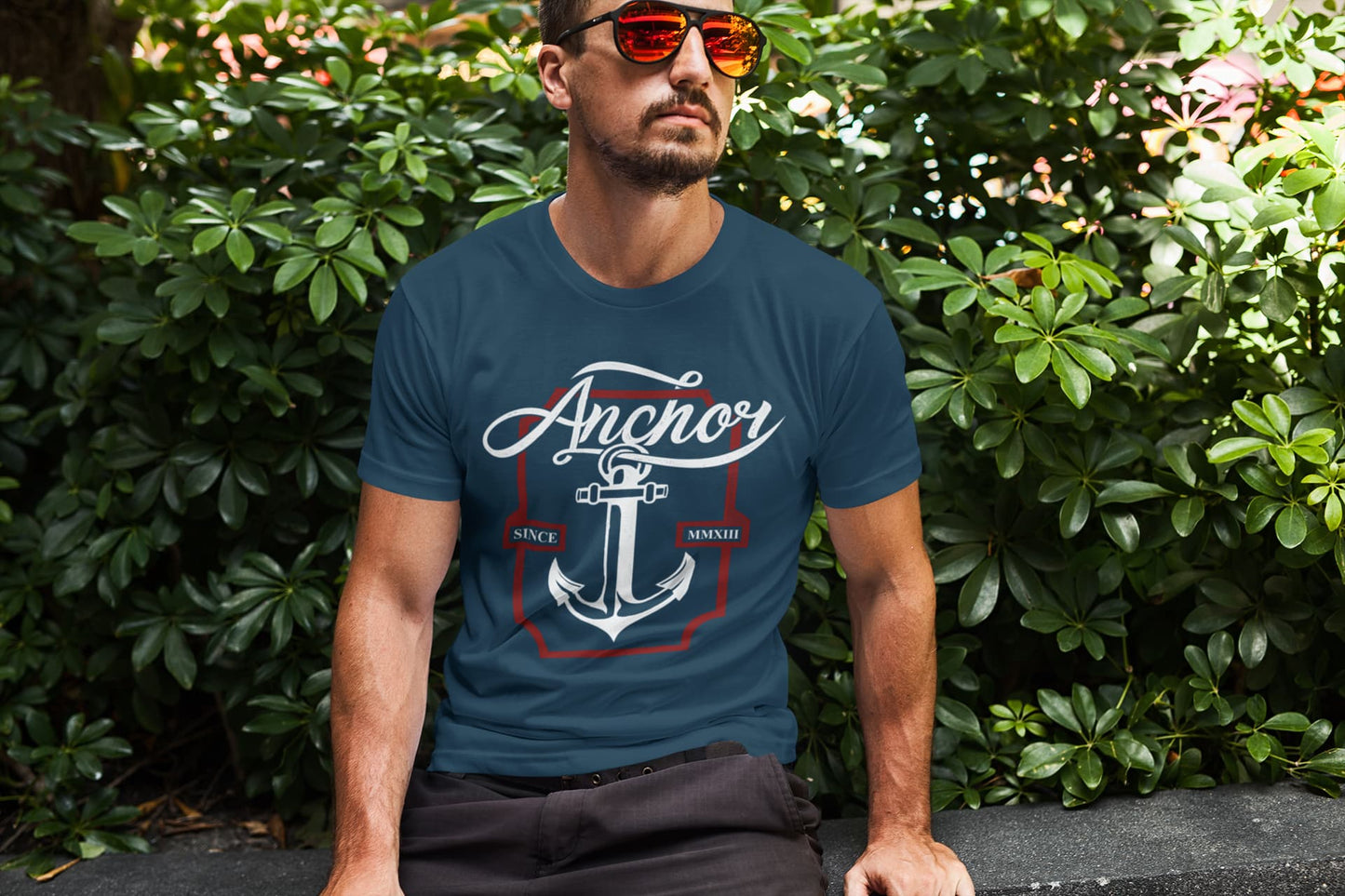 Men's Navy Blue Round Neck T-shirt
