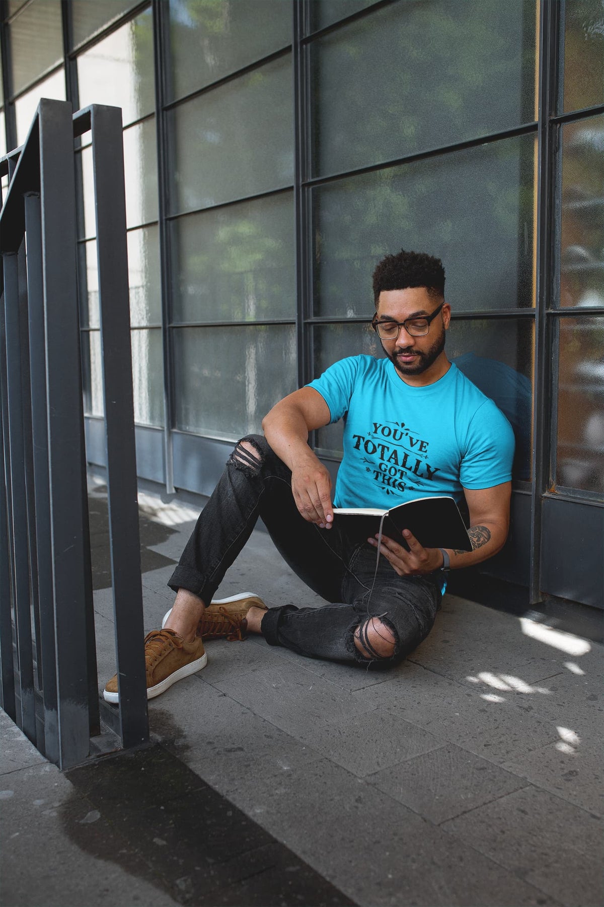 Karavirs® Confident Sky Blue graphic tee for men India