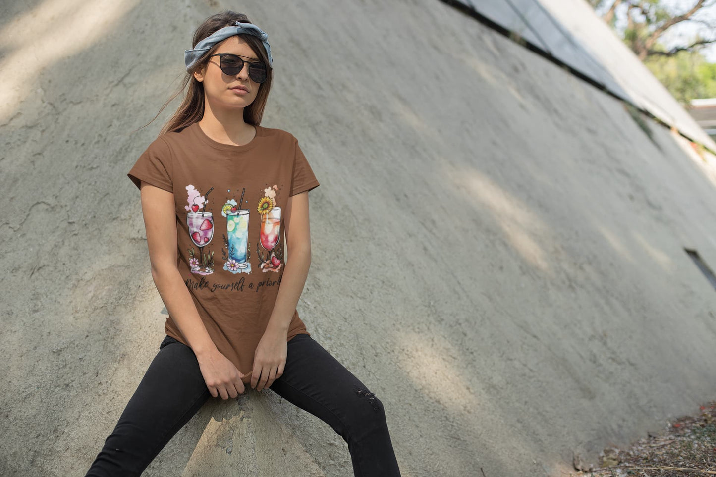 Women's Coffee Brown Round Neck T-shirts