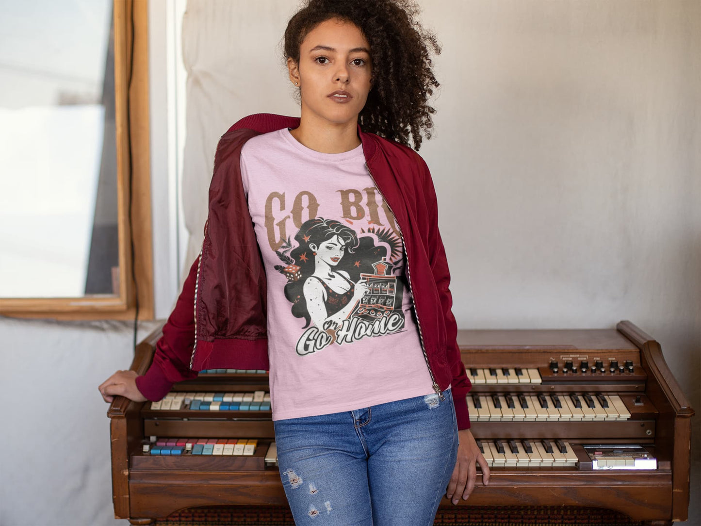 Women's Light Pink Round Neck T-shirts