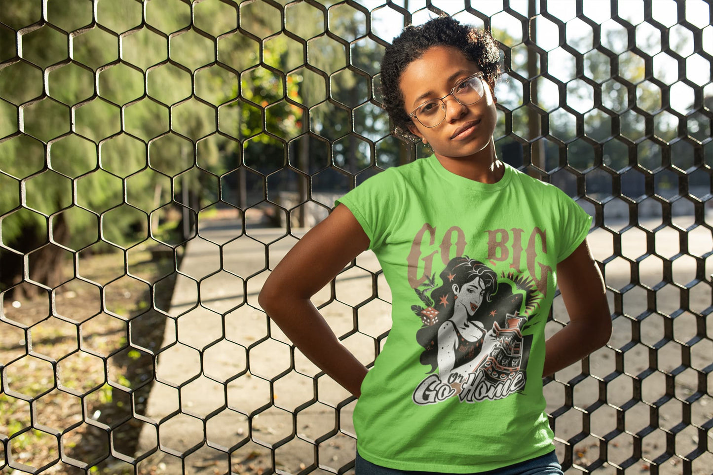 Women's Liril Green Round Neck T-shirts