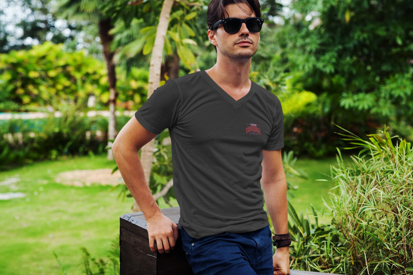 Men's Black V Neck T-shirts