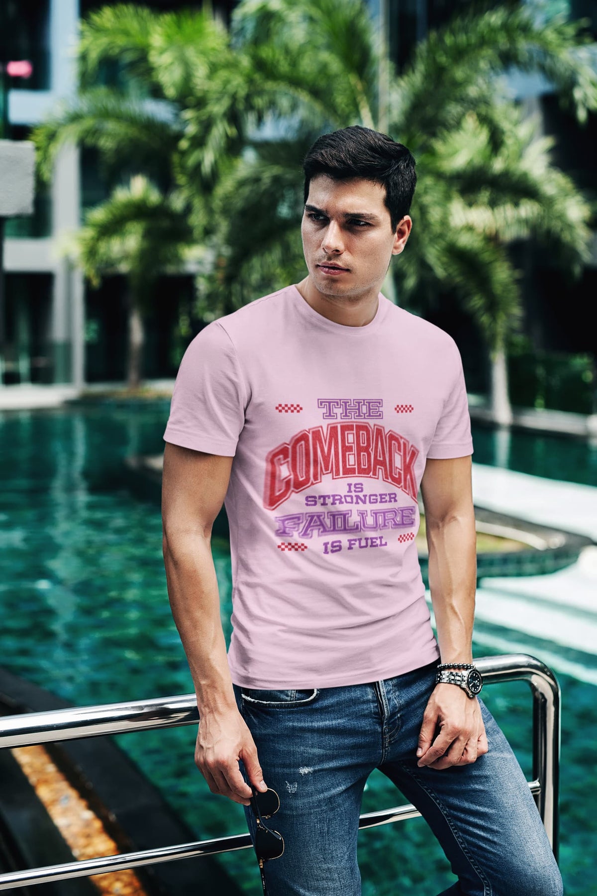 Karavirs® Beyond Light Pink graphic tee for men India