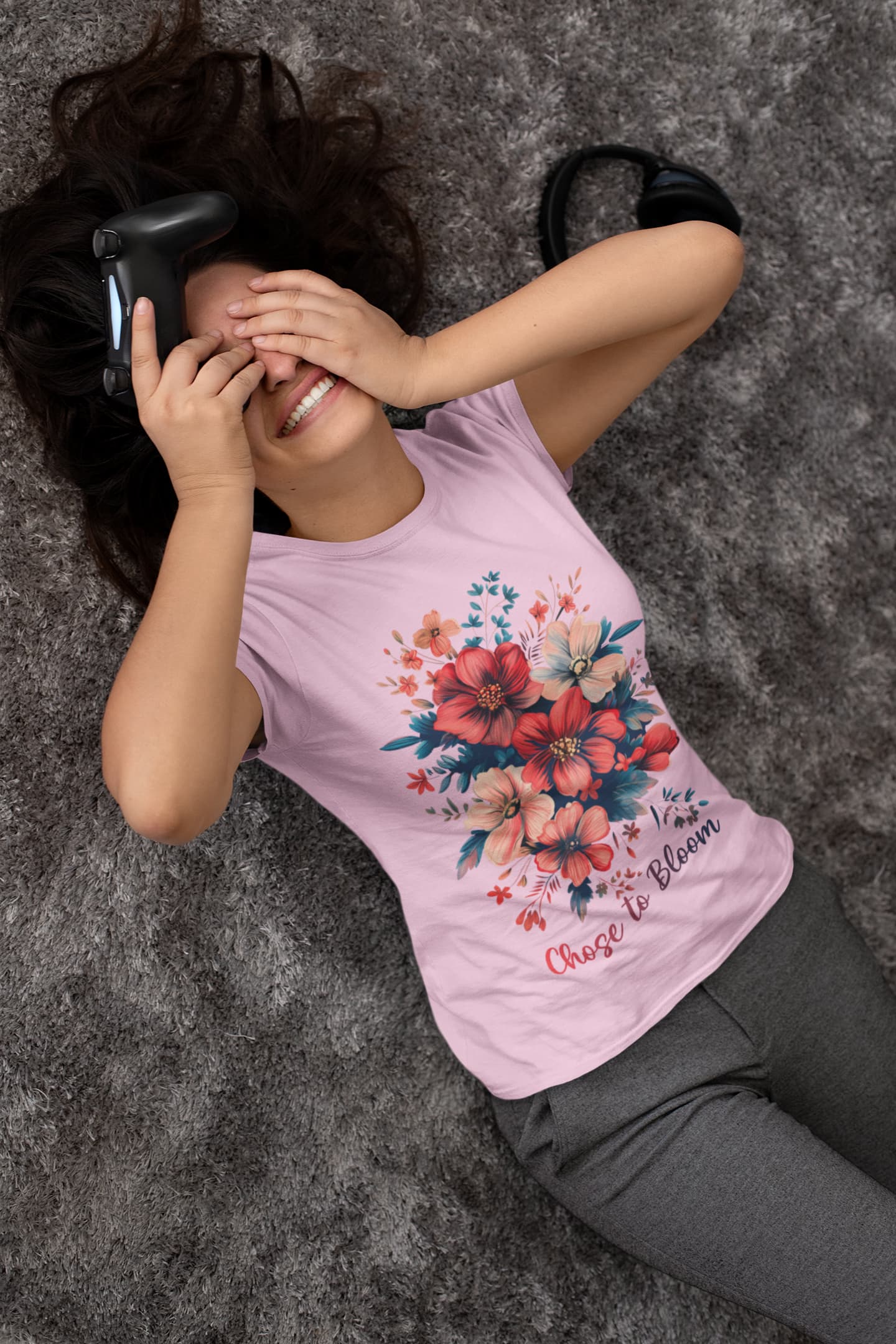 Women's Light Pink Round Neck T-shirt