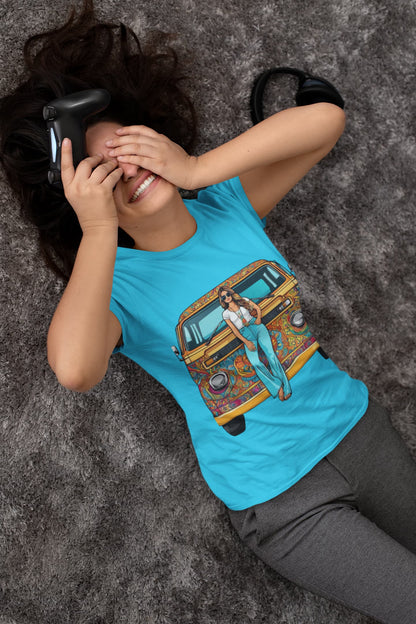 Women's Sky Blue Round Neck T-shirts
