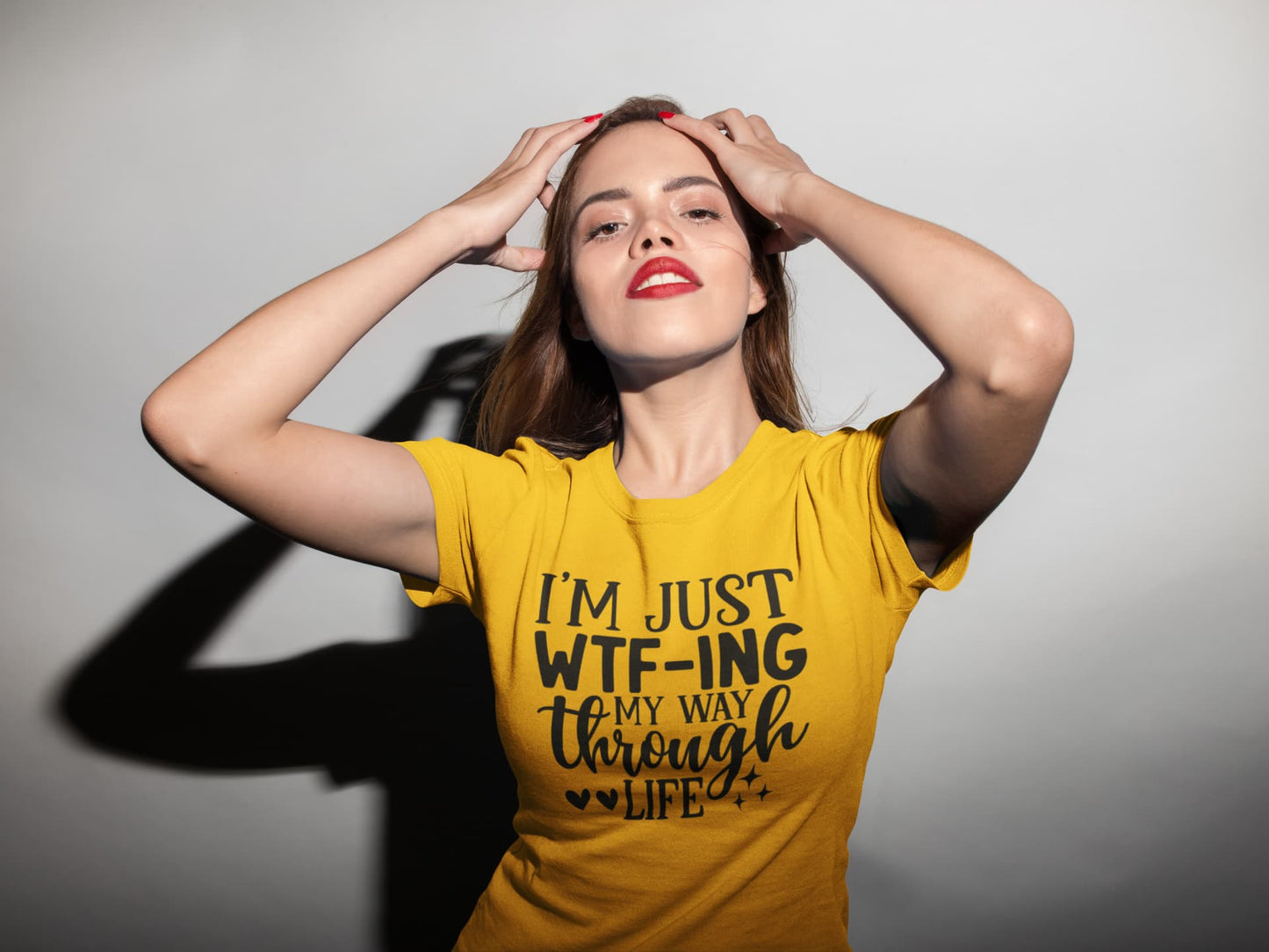 Women's Golden Yellow Round Neck T-shirts