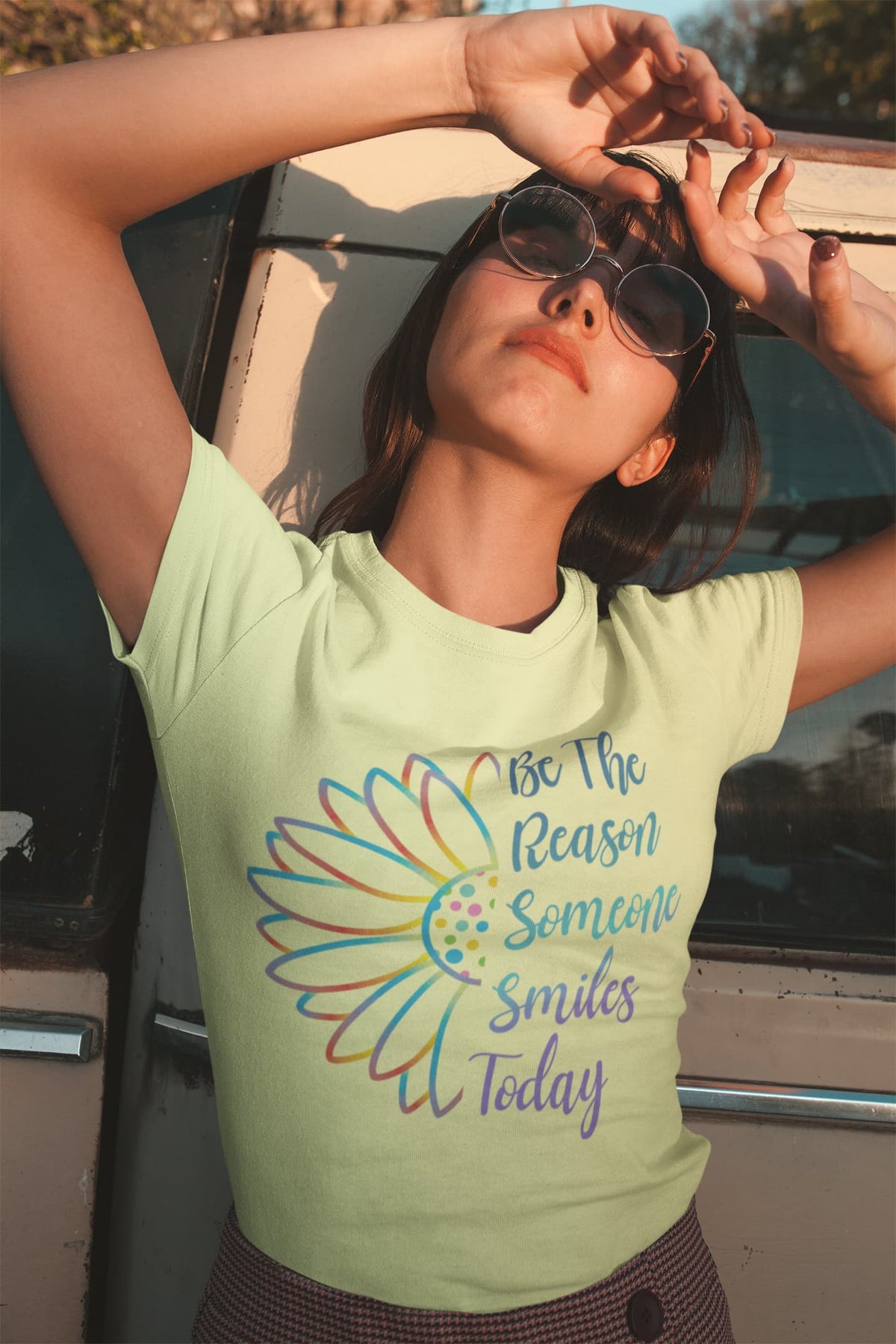 Karavirs® Smiling Butter Yellow graphic tee for women India