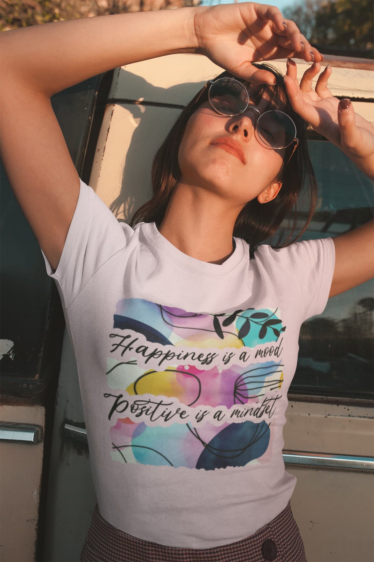 Women's Light Pink Round Neck T-shirts