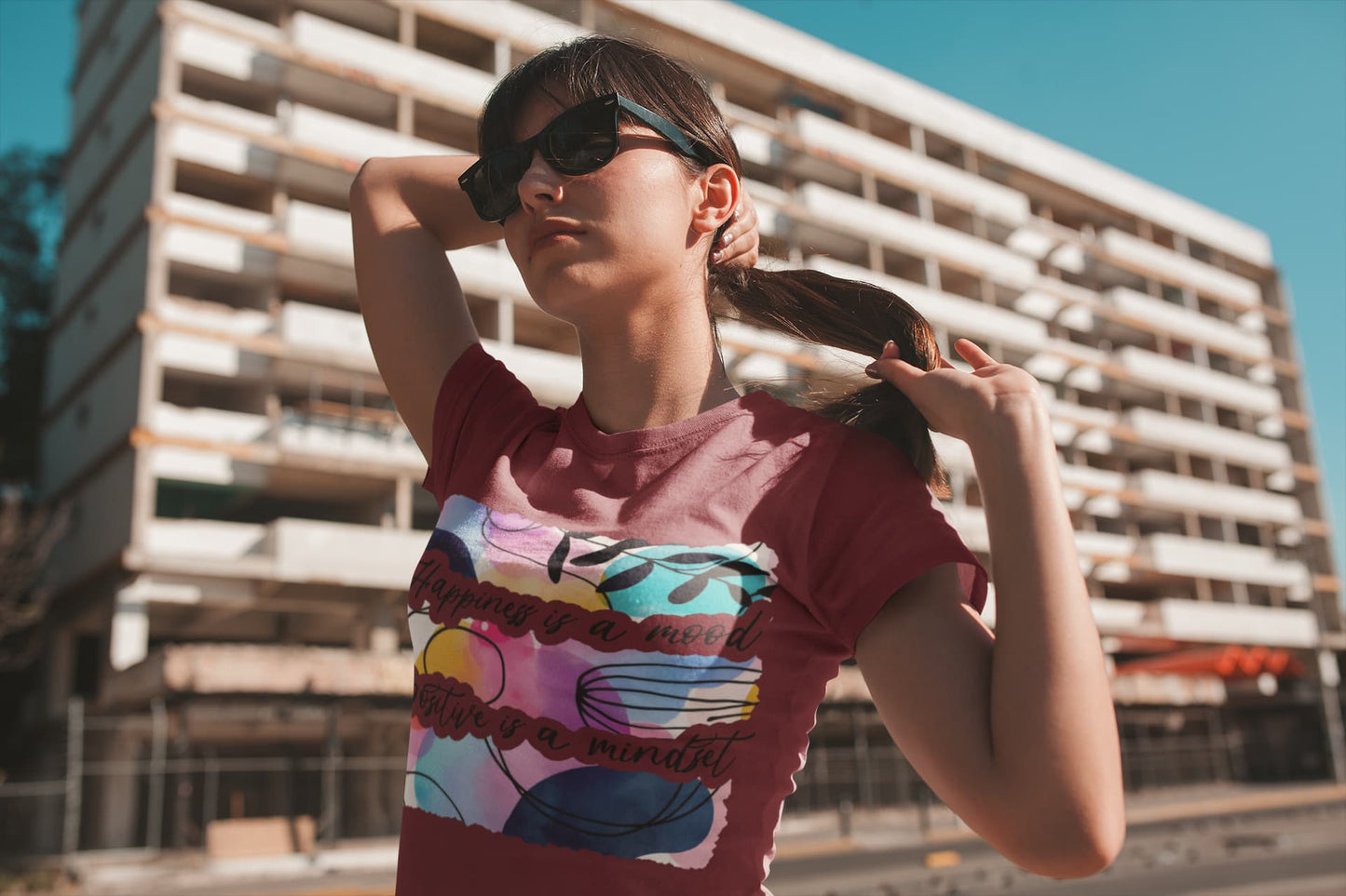 Women's Maroon Round Neck T-shirts