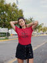 WOMENS RED ROUNDNECK T-SHIRT