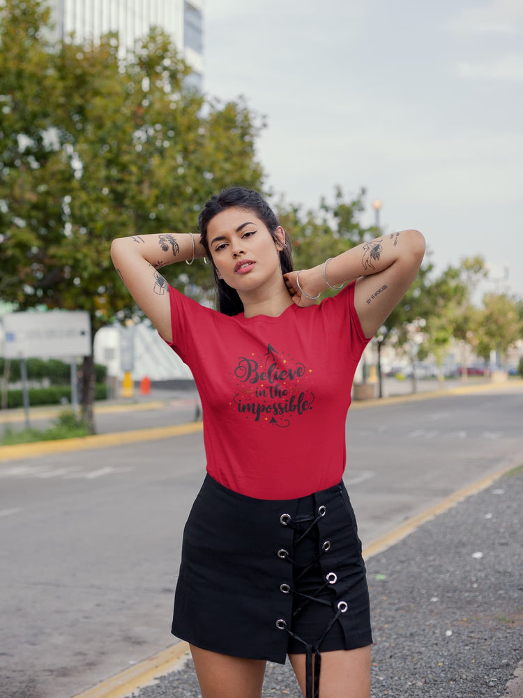 WOMENS RED ROUNDNECK T-SHIRT
