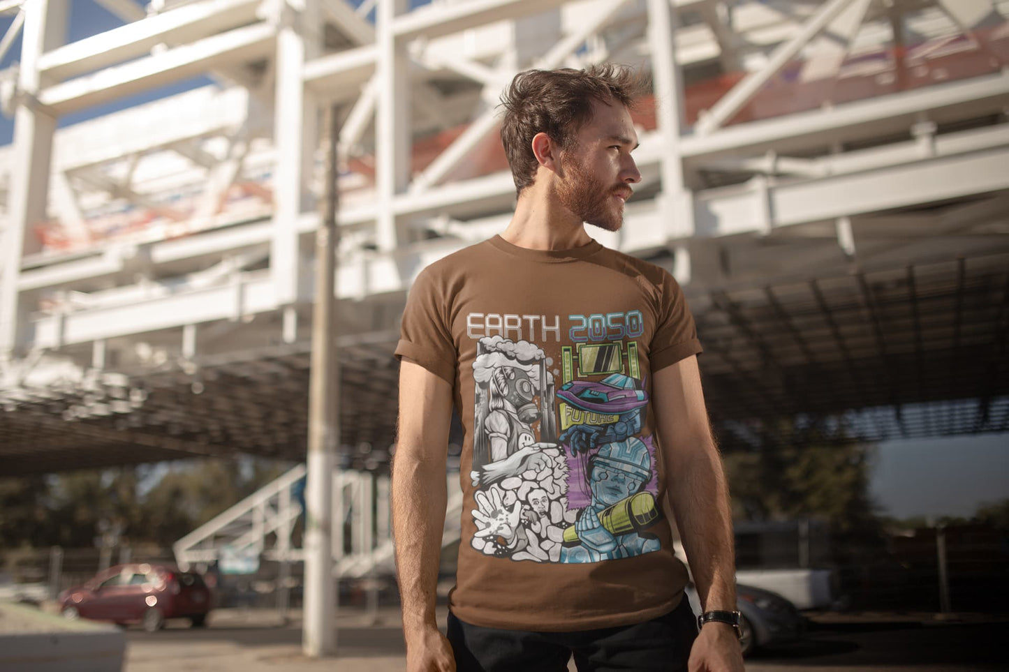 Men's Coffee Brown Round Neck T-shirts