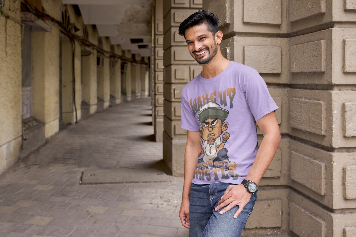 Men's Iris Lavender Round Neck T-shirts