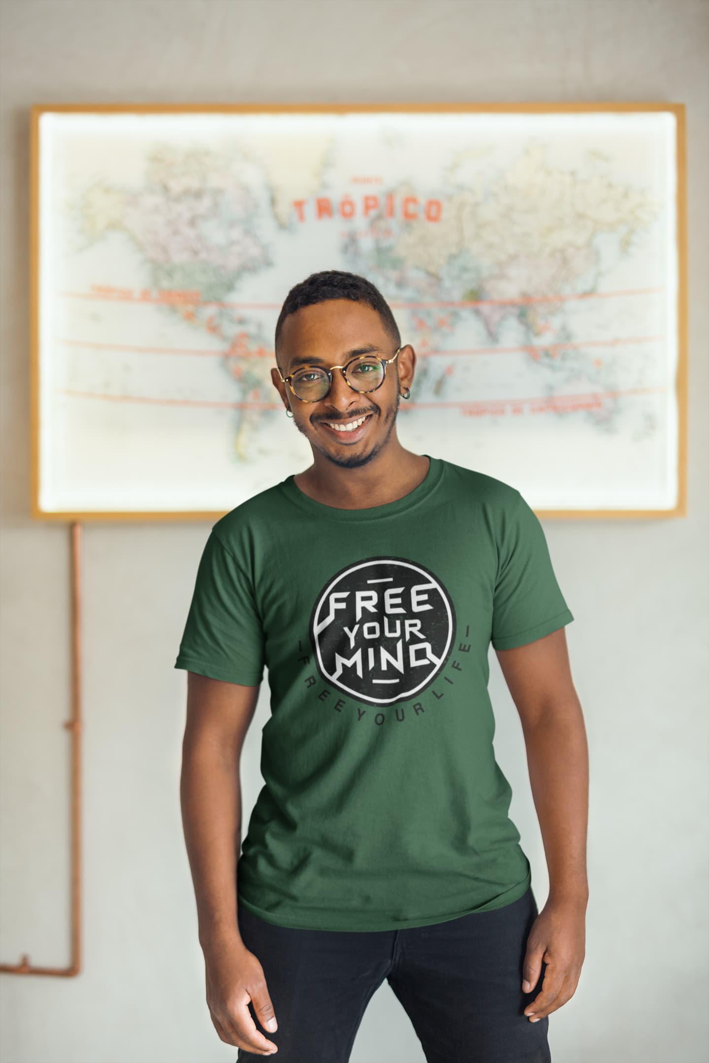 MENS OLIVE GREEN ROUNDNECK T-SHIRT