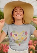 Women's Melange Grey Round Neck T-shirts