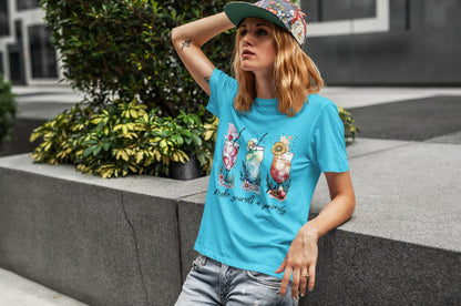 Women's Sky Blue Round Neck T-shirts