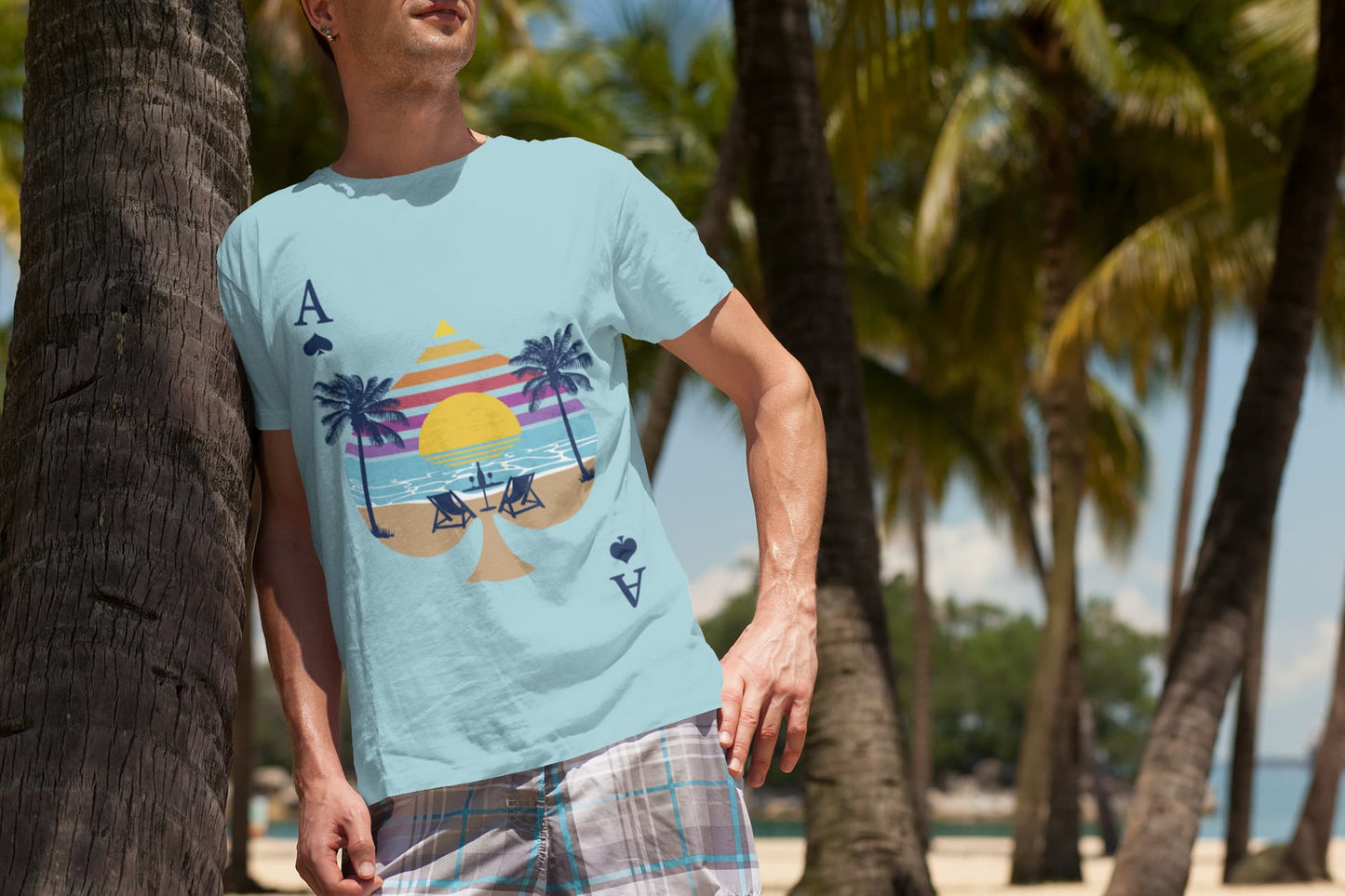 Men's Surf Blue Round Neck T-shirt
