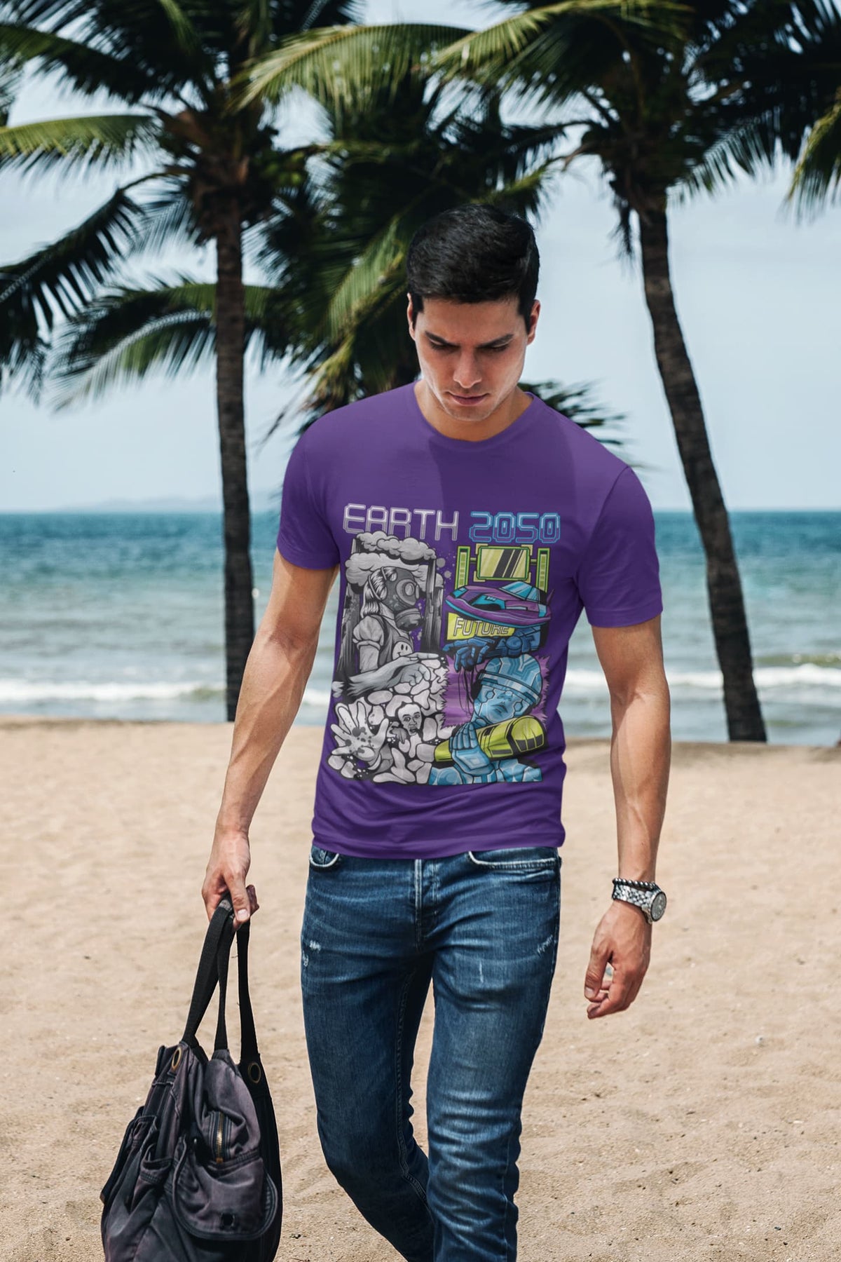 Men's Purple Round Neck T-shirts