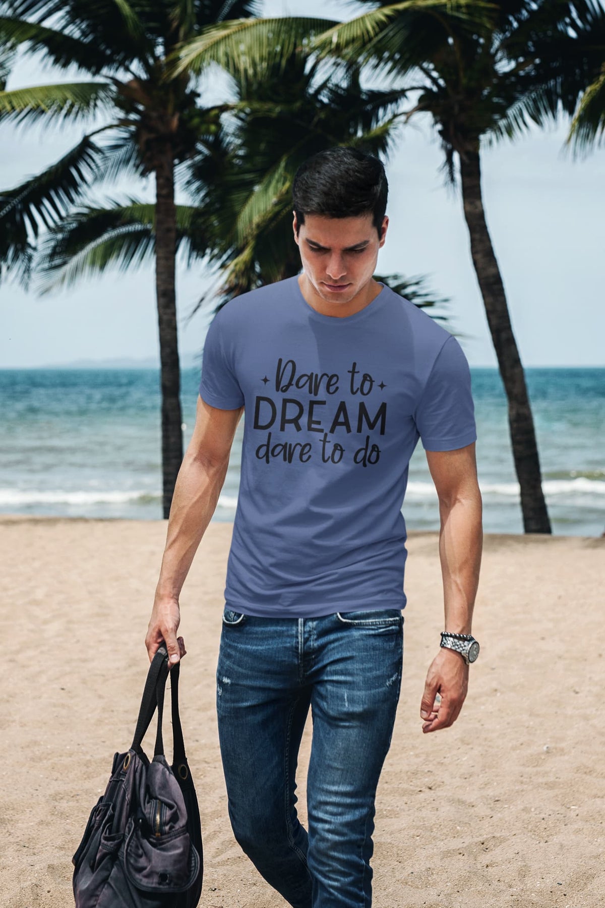 Karavirs® Dared Smoke Blue graphic tee for men India